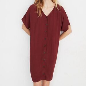 Madewell button front easy dress maroon